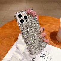 Pink Rhinestone Bow iPhone Case for 11/12/15/16 Pro/17 Pro Max 15 Pro Max