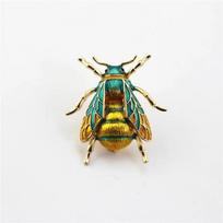 Enamel Bumblebee Brooches Women Alloy Yellow Bee Insect Brooch holiday Gift Broche Banquet Pins žalia