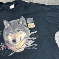 Vintage Wolf T-Shirt Mens Womens Tees Top Graphic Print Wildlife Y2K 90s Black Mens 3XL