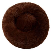 Round Plush Pet Bed Soft Long Fur Cushion for Dogs Cats Comfortable Nest Cozy Sleeping Mat for Small Medium Pets 40cm Diameter One Size kava