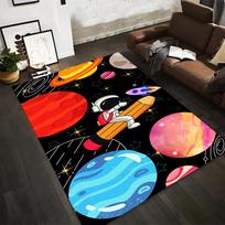 Colorful Astronaut and Planets Space Cartoon Carpet for Kids Room Suitable for use as an anti-slip for living room bedroom sofas 40x60cm( 15x23in )