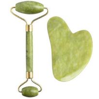 Gua Sha and Jade Roller for Face Massage - Jade Stone Massage Roller ,Green