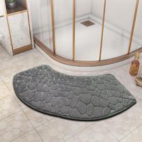 Semi-Circular Solid Color Shower Mat, Non-Slip Bathroom Floor Rug, Coral Fleece Absorbent Foot Pad KTY 100X40cm tamsiai pilka spalva