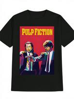 Men'S Casual Crew Neck T-Shirt with Pulp Fiction Print Black Tee Colorful Design Perfect for Summer Everyday Tshirt Graphic Tee S įvairiaspalvis