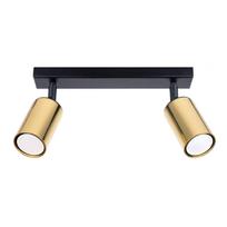 Spot Sufitowy Czarny Podłużny Podwójny Złote Klosze 2Xgu10 10W Winx Sl.1383 Sollux Lighting