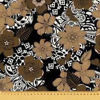 Outdoor Dekostoffe Oxford - Motiv Braune Blumen Auf Schwarzem I Dr048