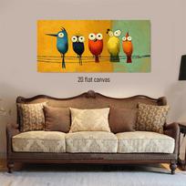 1pcs Nordic style cute cartoon bird decoration painting modern and simple children's living room bedroom wall hanging painting c (as the picture,50x100cm No Frame)