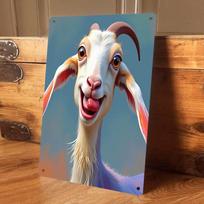 1 piece Cartoon Goat Tin Painting Hanging Plaque, Cute Animal Decorative Painting, Living Room Bedroom Wall Decoration, Creative (as the picture,20x30cm)