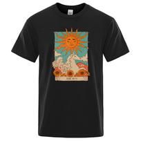 Tarot Card Art The Sun Creativity Print T-Shirt Man Loose Oversize T-Shirt Tops Fashion Casual Cotton Tee Clothes S įvairiaspalvis