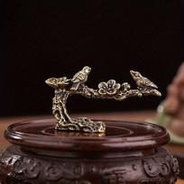1pc Plum Tree Happy Magpie Bird Miniature Ornaments Antique Brass Cuckoo Figurine Tea Table Decorations Desk Decor Craft