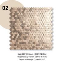 3D Mosaic Metal Aluminum Hexagon Panel Wall Sticker Self-adhesive   Abstract Waterproof Kitchen Bathroom Wall Decor Tiles (as the picture,1 Pcs)