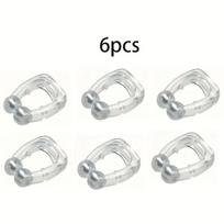 6-Pack Magnetic Anti-Snore Nose Clips: Clear PVC for Comfortable Snoring Relief & Quieter Sleep, Effective Solution pilka spalva