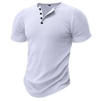 Men's Short Sleeve T-Shirt Fitness Sporty Slim Fit Solid Color American Henry Crew Neck Summer Fashion Casual Tees Tops L balta