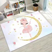 Elegant Ballet Dacing Girl Ballerina Cartoon Carpet Rug for Bedroom Living Room Sofa Home Doormat Decor,Kids Non-slip Floor Mat 40x60cm( 15x23in )