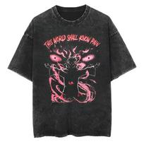 Pain Akatsuki T Shirt Naruto Men Acid Wash Rinnegan Anime Graphic Cotton Streetwear This World Shall Know Pain Vintage Tee M
