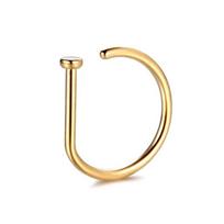 Curved Barbells Fake Nose Piercing D Shaped Tragus Helix Stud Earring Hoop Septum Stainless Steel Ring Nostril Body Jewelry New 8mm auksas
