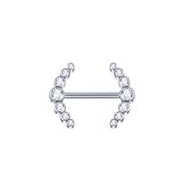 1Pc Titanium Nipple Barbell Ring CZ Crystal Gold Plated Dangled Shield Barbell for Women Internally Thrteaed Nipple Piercing 14G 1.6x12x4x4mm