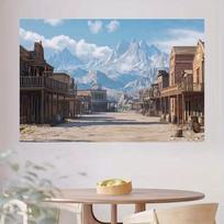 2D Wild West Old Town Backdrop, Vintage Western Saloon Background Cloth 47.2x31.5inch/120*80cm