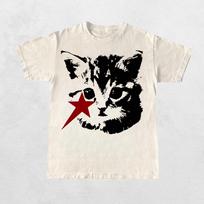 Summer Men's Pure Cotton Vintage Cute Cat  T-shirt Casual Stylish Loose and Breathable Suitable for Everyday Wear S įvairiaspalvis