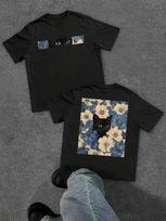 Summer Men's Pure Cotton Vintage Cat Floral Print T-shirt Oversized Loose and Breathable Suitable for Everyday Wear S įvairiaspalvis