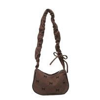 Drawstring Zipper Shoulder Bag Corduroy Handbag Trend Crossbody Bag  Women's ruda