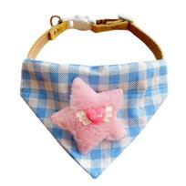 Fashion Plaid Pattern Dog Drool Bib Adjustable Dog Accessories Pet Triangle Bib Cute Cat Cartoon Bib Cat
