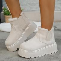 Autumn large size velvet short tube thick-soled snow boots women's pullover elastic band heel thickened cotton shoes 36