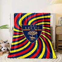 Spiraling red, yellow, and blue stripes with a central Lecce emblem. for all seasons blanket lunch break throw gift 80cm x 120cm
