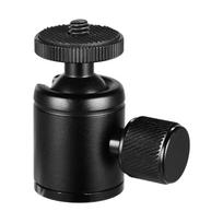 Mini metalinis trikojo galvutės adapteris rutulinės galvutės aliuminio lydinys su 1/4 colio varžtu ir 3/8 colio varžto skyle juoda