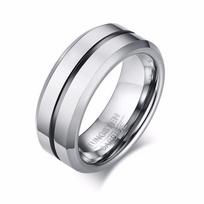 Ikuinen kasdienis volframo žiedas vyrams 8 mm plonas griovelis volframo karbido vestuvinis žiedas 7 sidabras/juoda