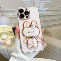 Puikus triušio makiažo veidrodžio laikiklio laikiklis padengtas telefono dėklas, skirtas iPhone 13 14pro 12 11pro Max X Xr Xs apsauginiam telefono laikikliui For iphone 14Pro