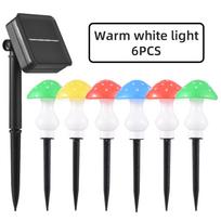 Saulės grybų styginiai lauko šviestuvai, skirti 8 pakuotėms 8 LED saulės takų šviestuvai, atsparūs vandeniui 6 Pack Colorful Warm White