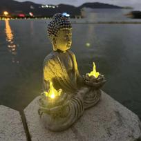 Budos statulos meno amatas Saulės energija varomi amatai Stalo puošmena Zen Meditacijos skulptūra Sodui Lotus