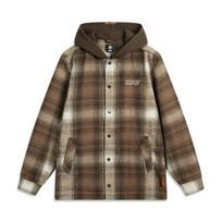 Li Ning Basketball Series Bad Five Full Print Letter Color Block Single Button Loose Jacket Men Jacket Brown Plaid AFDUA87-2 L