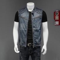 Vyriška džinsinė striukė, motociklinė liemenė, retro mada, drabužiai motociklams, kasdieniška universali džinsinė liemenė, vyriški drabužiai 6XL