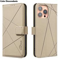 Flip Wallet Leather Cards Solt Book Case For iPhone 16 Pro Max 15 Plus 14 13 12 11 16E Embossed lines Bag Business Phone Cover iPhone 16 Pro Max geltona