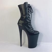 Madingi Naujo Dizaino Seksualūs Ekstremalūs Kulniukai Erotiniai Juodi Šokio Kulkšnies Batai Lakas 23CM Striperių Kulniukai Batai vakarėliui, klubui 34 juoda