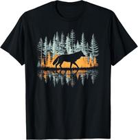 Graphic Wolf Nature T-Shirt - Unisex-Adults &Kids, Black, Small, Short Sleeve L