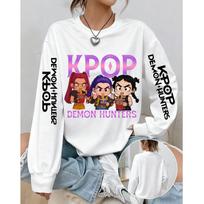 Women's Casual Anime KPop Demon Hunters Printed Pullover Sweatshirts Design Long Sleeved Round Neck Autumn S balta