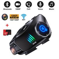 „2 viename“ motociklo šalmas „Bluetooth“ ausinės belaidis „Wi-Fi“ motociklo prietaisų skydelis 1080P HD kamera laisvų rankų įranga, skambučiai, muzikos ausinės, motociklai, vandeniui atsparūs DVR juoda