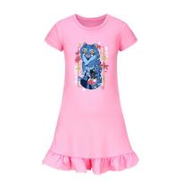 4860 Kids Girls Derpy Mira Zoey Rumi Printed Ruffle Short Sleeves Casual Dress 100cm rožinė