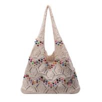 Lazy wind niche fashion bead knitted tote bag casual literary sense sweet shoulder women's bag