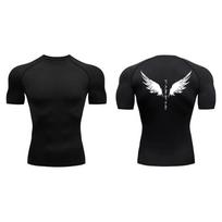 Yin Yang Sword Print Short Sleeve Compression Shirts for Men Summer Athletic Quick Dry T-shirts Gym Workout Running Tees Tops S black