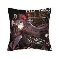Soft Genshin Impact Hu Tao Pillowcase Polyester Cushion Cover Gift Anime Game Cartoon Pillow Case Cover Car Zipper 30cm x 30cm