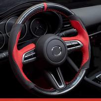 Rankomis siūta neslystanti odinė sportinio stiliaus automobilio vairo apdangalas, skirtas Mazda CX-30 CX30 Mazda 3 Axela - style 1