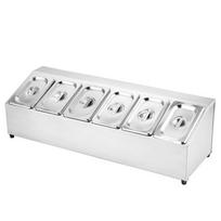 Hundun 1/9 Slanted Stainless Steel 5-Compartment Food Pan & Rack Set with Lids