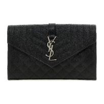 Saint Laurent Ysl Monogram Silver Logo Chain Shoulder Strap Quilted Magnetic Closure Leather Wallet Crossbody Bag Women bags Black 620280-BOW92-1000 Box(Basic Set+Box)