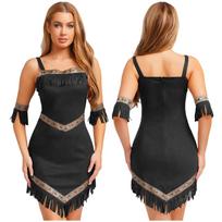 Authentic Native American Halloween Costume for Women S-4XL: Faux Suede Dress with Tassel Hem & Arm Cuffs for Cosplay S juoda