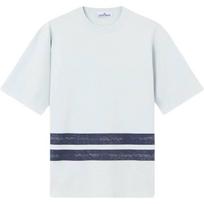 Stone Island Marina Series Striped Logo Print Crew Neck Short Sleeve T-Shirt Men tops K2S152100003S0X15-V0040 S white