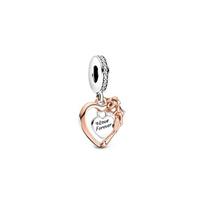 Pandora Širdies ir Rožės pakabukas Moteriški papuošalai Rožinio aukso 789290C01 Rose Gold